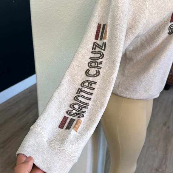 Tech styles SANTA CRUZ fleece pullover hoodie beige cream size Large - Picture 4 of 5